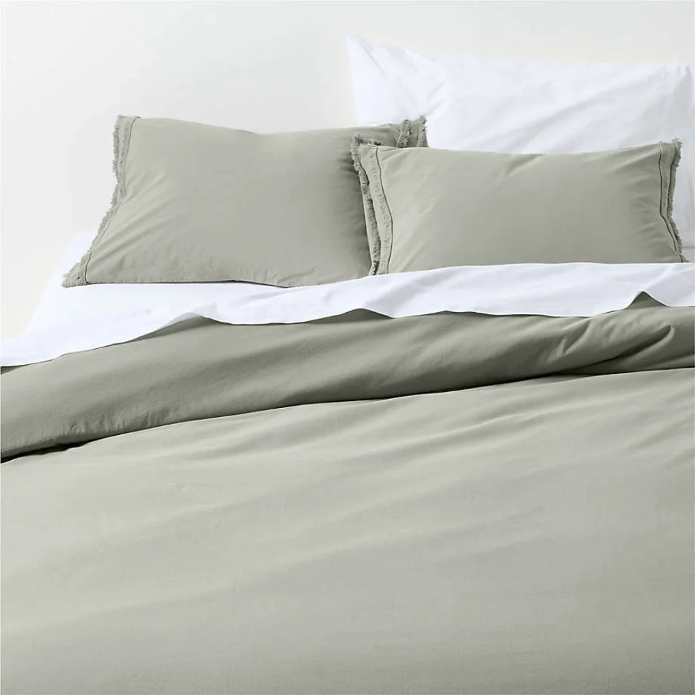 Favorite Washed Organic Cotton Shadow Sage Full/Queen Duvet + 2 Shams Set